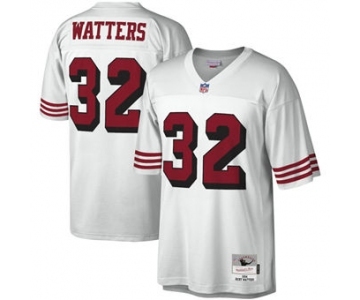 Men's San Francisco 49ers #32 Ricky Watters White Legacy Football Mitchell & Ness Throwback Jersey