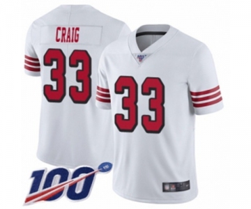 Men's San Francisco 49ers #33 Roger Craig Limited White Rush Vapor Untouchable 100th Season Football Jersey