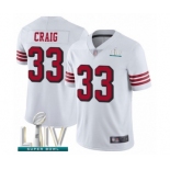 Men's San Francisco 49ers #33 Roger Craig Limited White Rush Vapor Untouchable Super Bowl LIV Bound Football Jersey