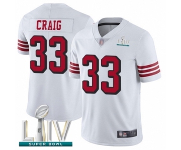 Men's San Francisco 49ers #33 Roger Craig Limited White Rush Vapor Untouchable Super Bowl LIV Bound Football Jersey