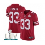 Men's San Francisco 49ers #33 Roger Craig Red Team Color Vapor Untouchable Limited Player Super Bowl LIV Bound Football Jersey