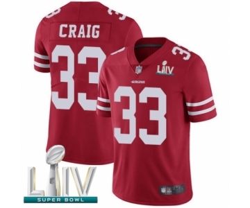 Men's San Francisco 49ers #33 Roger Craig Red Team Color Vapor Untouchable Limited Player Super Bowl LIV Bound Football Jersey