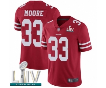 Men's San Francisco 49ers #33 Tarvarius Moore Red Team Color Vapor Untouchable Limited Player Super Bowl LIV Bound Football Jersey