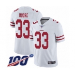 Men's San Francisco 49ers #33 Tarvarius Moore White Vapor Untouchable Limited Player 100th Season Football Jersey