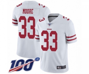 Men's San Francisco 49ers #33 Tarvarius Moore White Vapor Untouchable Limited Player 100th Season Football Jersey