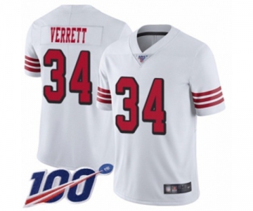 Men's San Francisco 49ers #34 Jason Verrett Limited White Rush Vapor Untouchable 100th Season Football Jersey