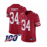 Men's San Francisco 49ers #34 Jason Verrett Red Team Color Vapor Untouchable Limited Player 100th Season Football Jersey