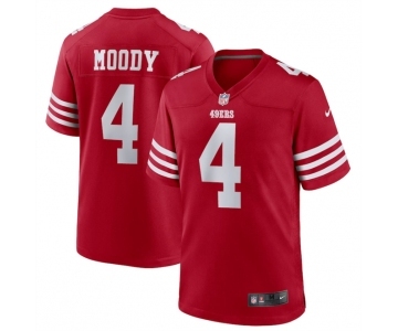 Men's San Francisco 49ers #4 Jake Moody Red Football Stitched Game Jersey