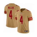 Men's San Francisco 49ers #4 Nick Mullens Limited Gold Inverted Legend Football Jersey