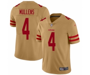 Men's San Francisco 49ers #4 Nick Mullens Limited Gold Inverted Legend Football Jersey