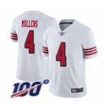 Men's San Francisco 49ers #4 Nick Mullens Limited White Rush Vapor Untouchable 100th Season Football Jersey