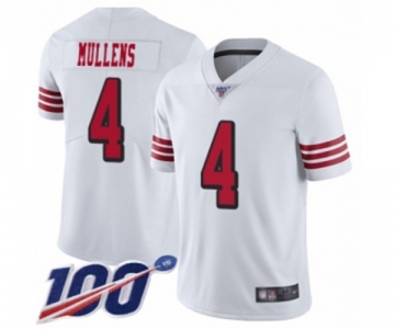 Men's San Francisco 49ers #4 Nick Mullens Limited White Rush Vapor Untouchable 100th Season Football Jersey