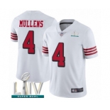 Men's San Francisco 49ers #4 Nick Mullens Limited White Rush Vapor Untouchable Super Bowl LIV Bound Football Jersey