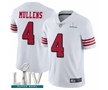 Men's San Francisco 49ers #4 Nick Mullens Limited White Rush Vapor Untouchable Super Bowl LIV Bound Football Jersey