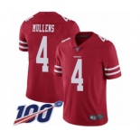 Men's San Francisco 49ers #4 Nick Mullens Red Team Color Vapor Untouchable Limited Player 100th Season Football Jersey