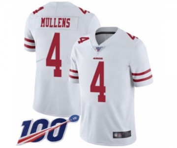 Men's San Francisco 49ers #4 Nick Mullens White Vapor Untouchable Limited Player 100th Season Football Jersey