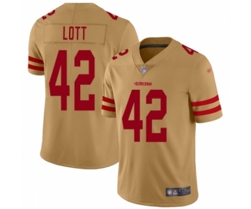 Men's San Francisco 49ers #42 Ronnie Lott Limited Gold Inverted Legend Football Jersey