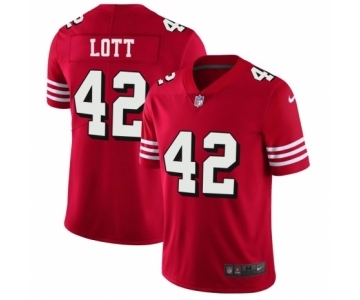 Men's San Francisco 49ers #42 Ronnie Lott Limited Red Rush Vapor Untouchable Football Jerseys