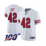 Men's San Francisco 49ers #42 Ronnie Lott Limited White Rush Vapor Untouchable 100th Season Football Jersey