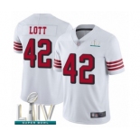 Men's San Francisco 49ers #42 Ronnie Lott Limited White Rush Vapor Untouchable Super Bowl LIV Bound Football Jersey