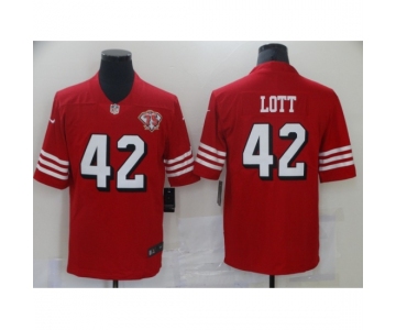 Men's San Francisco 49ers #42 Ronnie Lott Red 2021 75th Anniversary Vapor Untouchable Stitched Limited Jersey