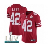 Men's San Francisco 49ers #42 Ronnie Lott Red Team Color Vapor Untouchable Limited Player Super Bowl LIV Bound Football Jersey