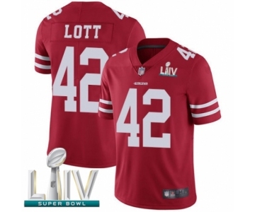 Men's San Francisco 49ers #42 Ronnie Lott Red Team Color Vapor Untouchable Limited Player Super Bowl LIV Bound Football Jersey