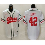 Men's San Francisco 49ers #42 Ronnie Lott White Mexico Cool Base Stitched Baseball Jersey