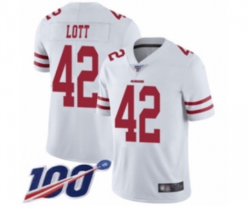 Men's San Francisco 49ers #42 Ronnie Lott White Vapor Untouchable Limited Player 100th Season Football Jersey