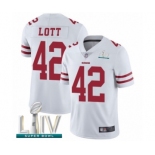 Men's San Francisco 49ers #42 Ronnie Lott White Vapor Untouchable Limited Player Super Bowl LIV Bound Football Jersey