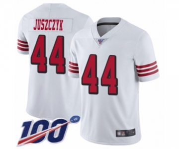 Men's San Francisco 49ers #44 Kyle Juszczyk Limited White Rush Vapor Untouchable 100th Season Football Jersey