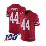 Men's San Francisco 49ers #44 Kyle Juszczyk Red Team Color Vapor Untouchable Limited Player 100th Season Football Jersey