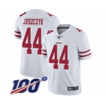 Men's San Francisco 49ers #44 Kyle Juszczyk White Vapor Untouchable Limited Player 100th Season Football Jersey