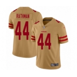 Men's San Francisco 49ers #44 Tom Rathman Limited Gold Inverted Legend Football Jersey