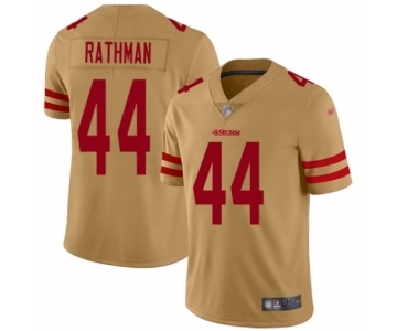 Men's San Francisco 49ers #44 Tom Rathman Limited Gold Inverted Legend Football Jersey