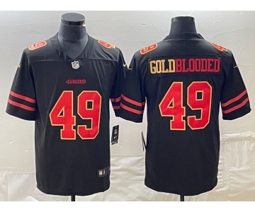 Men's San Francisco 49ers #49 Gold Blooded Black 2022 Vapor Stitched Nike Limited Jersey