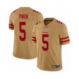 Men's San Francisco 49ers #5 Bradley Pinion Limited Gold Inverted Legend Football Jersey