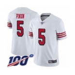 Men's San Francisco 49ers #5 Bradley Pinion Limited White Rush Vapor Untouchable 100th Season Football Jersey