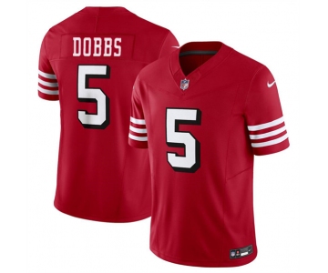 Men's San Francisco 49ers #5 Josh Dobbs New Red 2024 F.U.S.E. Vapor Untouchable Limited Football Stitched Jersey