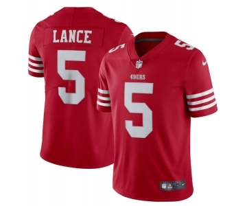 Men's San Francisco 49ers #5 Trey Lance 2022 New Scarlet Vapor Untouchable Limited Stitched Football Jersey