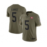 Men's San Francisco 49ers #5 Trey Lance 2022 Olive Salute To Service Limited Stitched Jersey