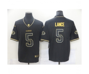 Men's San Francisco 49ers #5 Trey Lance Black Gold Nike Scarlet Player Limited Jersey