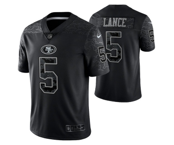 Men's San Francisco 49ers #5 Trey Lance Black Reflective Limited Stitched Football Jersey