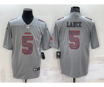 Men's San Francisco 49ers #5 Trey Lance LOGO Grey Atmosphere Fashion Vapor Untouchable Stitched Limited Jersey