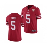 Men's San Francisco 49ers #5 Trey Lance Red 2021 75th Anniversary Vapor Untouchable Limited Stitched Football Jersey