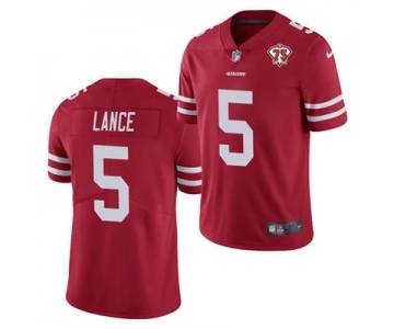 Men's San Francisco 49ers #5 Trey Lance Red 2021 75th Anniversary Vapor Untouchable Limited Stitched Football Jersey