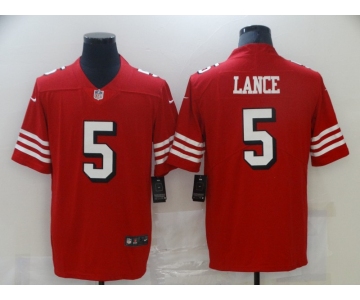 Men's San Francisco 49ers #5 Trey Lance Red Retro 2021 Vapor Untouchable Limited Player Football Jersey