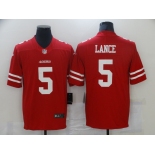 Men's San Francisco 49ers #5 Trey Lance Red Team Color 2021 Vapor Untouchable Limited Player Football Jersey