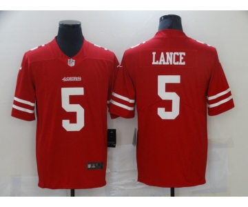 Men's San Francisco 49ers #5 Trey Lance Red Team Color 2021 Vapor Untouchable Limited Player Football Jersey