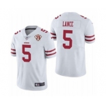 Men's San Francisco 49ers #5 Trey Lance White 2021 75th Anniversary Vapor Untouchable Limited Stitched Football Jersey